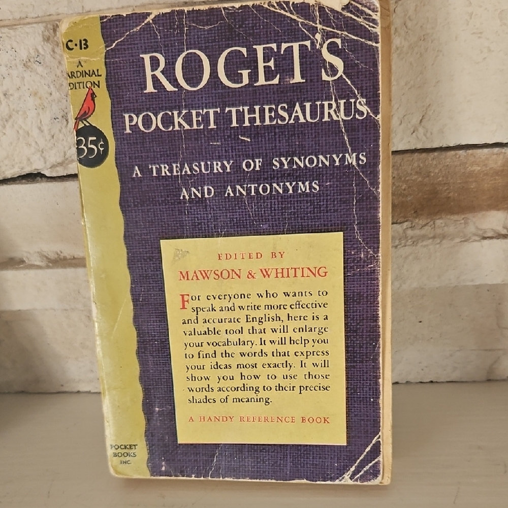 Roget's Pocket Thesaurus   Cardinal Edition C-13. 1960